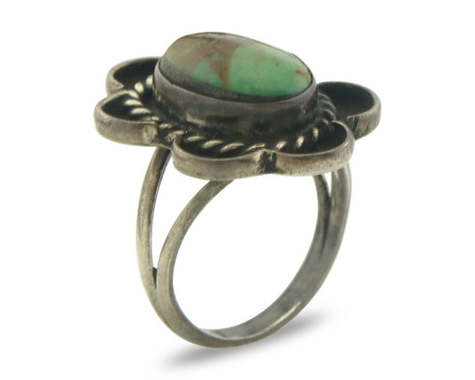 Navajo Ring 925 Sterling Natural Blue Turquoise Native Artist C.80's Size 5.75