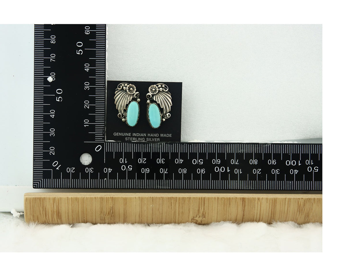Navajo Earrings Sterling Silver Turquoise Vintage Dangle Handmade
