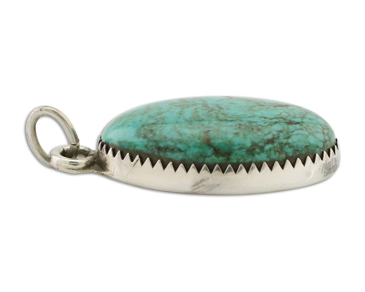 Navajo Pendant 925 Silver Natural Turquoise Native American Artist C.90's