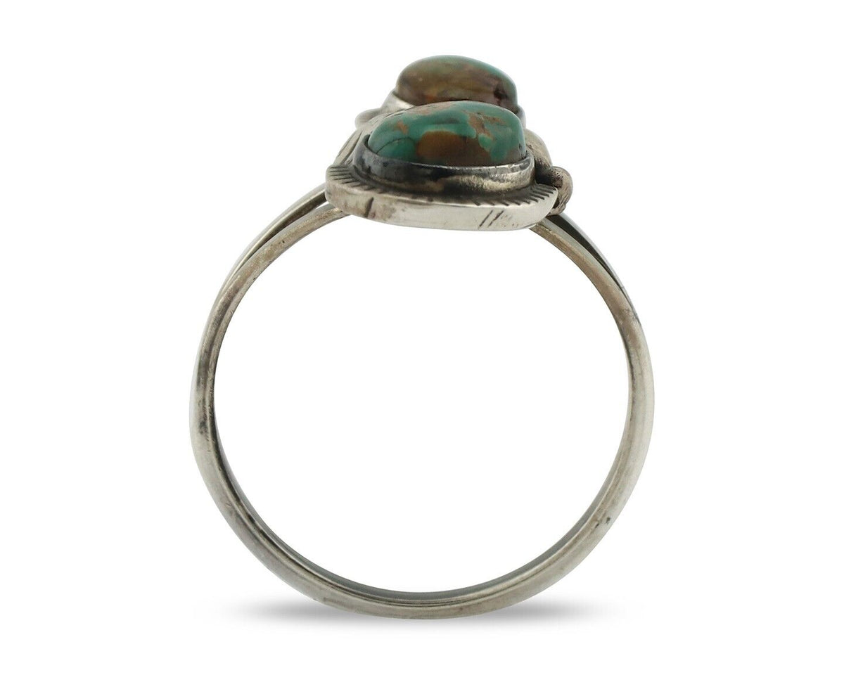 Navajo Ring 925 Silver Natural AAA Blue Turquoise Artist Signed Tom Willeto C80s