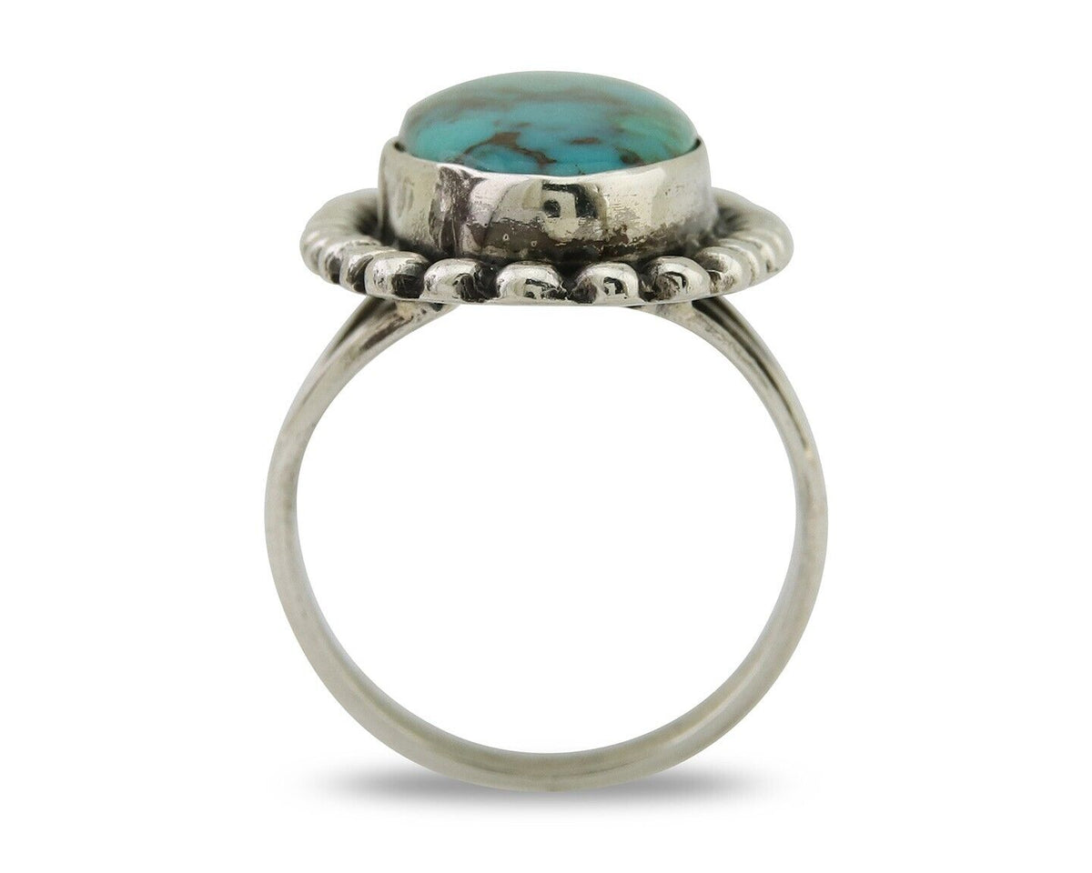 Navajo Shield Ring 925 Silver Arizona Turquoise Native Artist C.80's