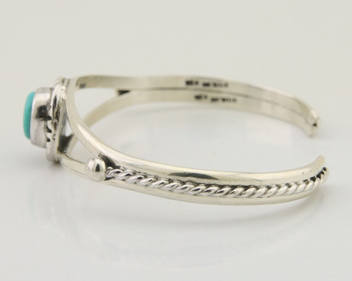 Navajo Bracelet 925 Silver Blue Turquoise Artist Signed Gecko C.80's