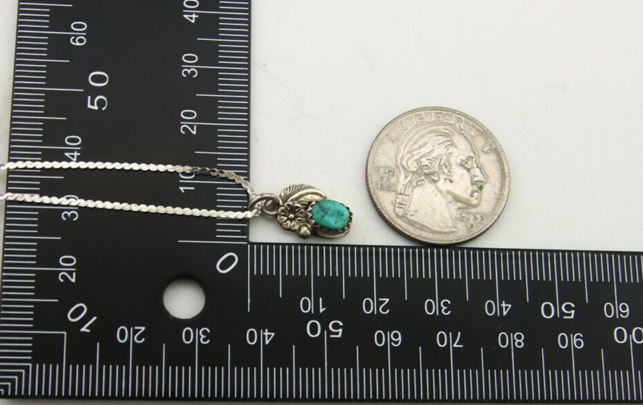Navajo Necklace 925 Silver Natural Turquoise Artist Signed ALV C.80's