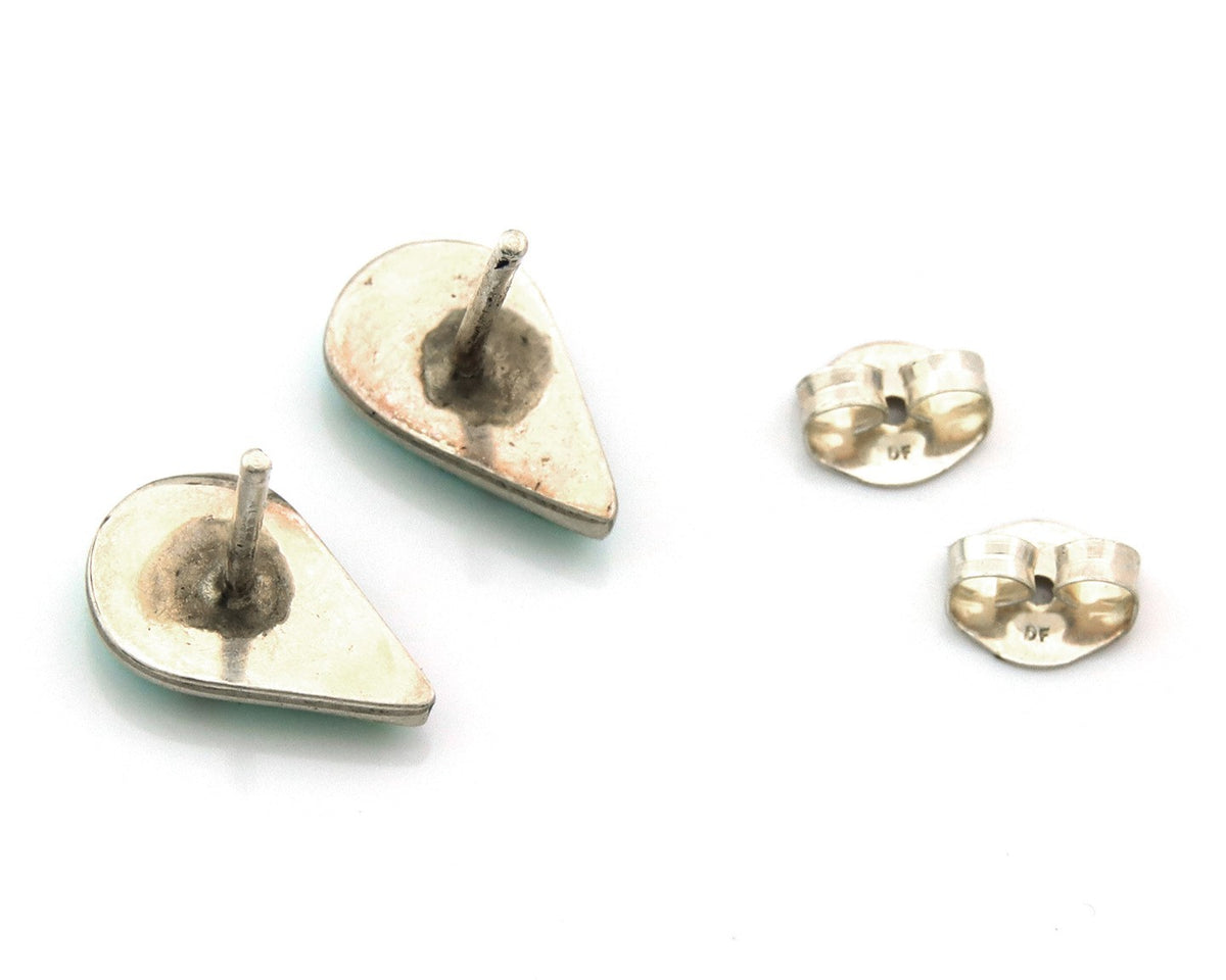 Navajo Earrings Sterling Silver Inlaid Turquoise Vintage