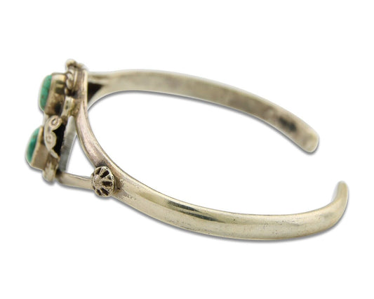 Navajo Bracelet 925 Silver Cuff Turquoise Handmade Native Artist C.80's