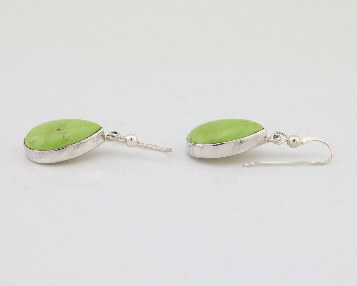Navajo Dangle Earrings 925 Silver Natural Gaspeite Native Artist C.80's