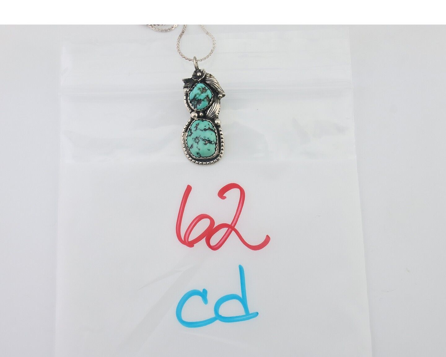 Navajo Necklace 925 Silver Natural Turquoise Signed Tom Willeto C.80s