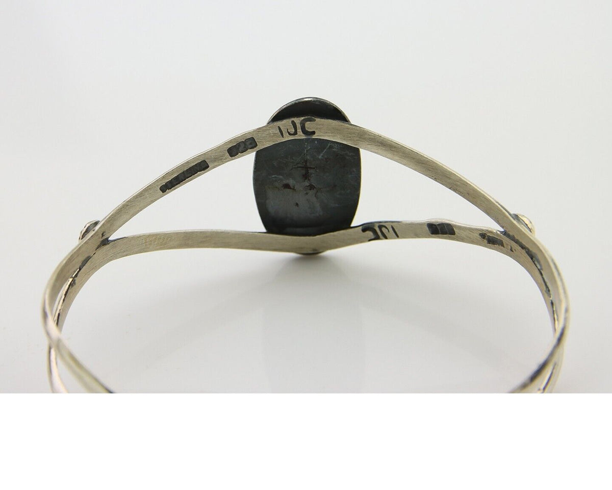 Navajo Cuff Bracelet 925 Silver Turquoise Cuff Artist Signed IJC C.80's