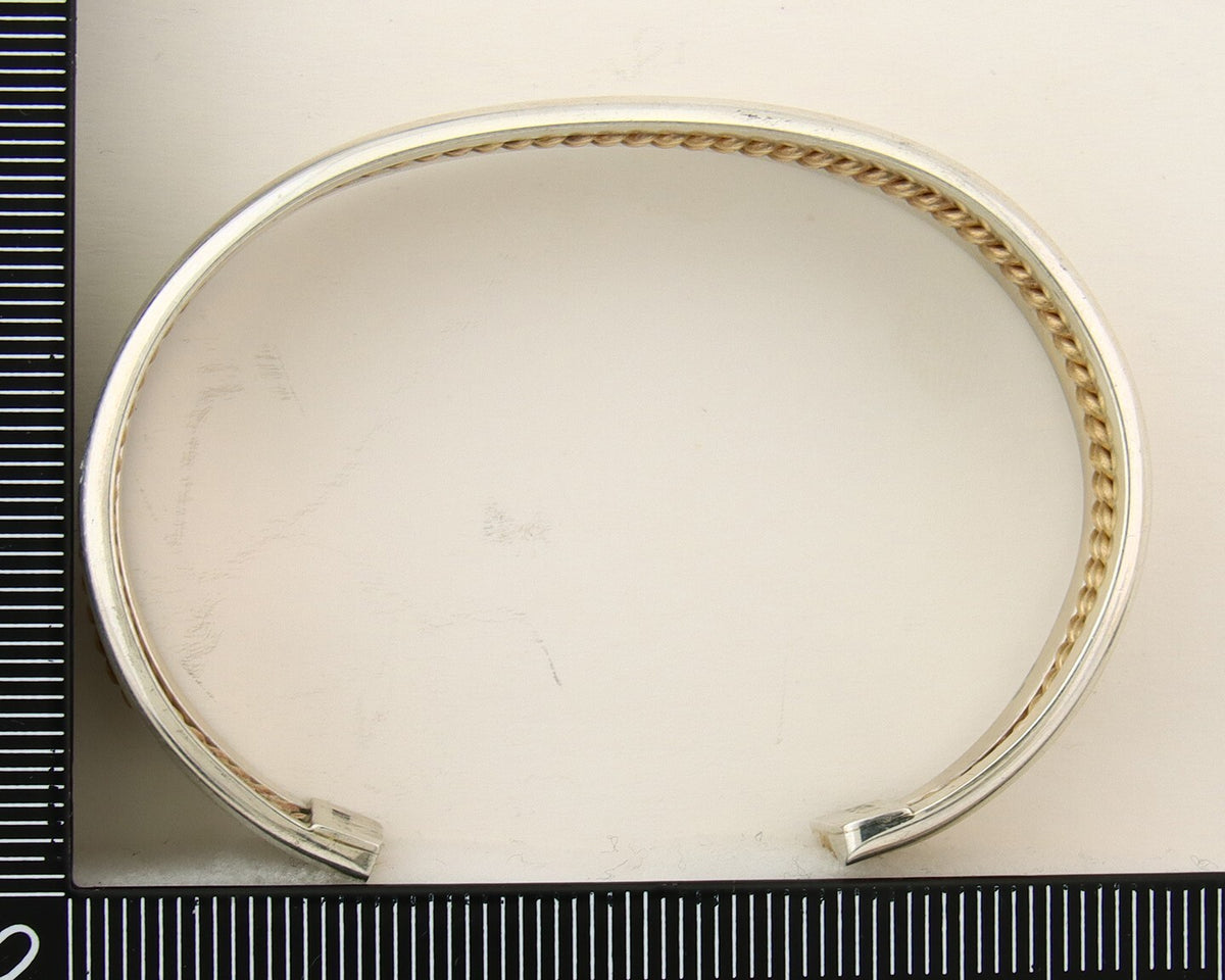 Navajo Bracelet 925 Silver Native American Handmade Yellow Gold Plated Cuff C80s