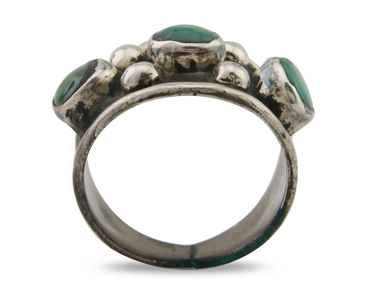 Navajo Handmade Ring 925 Silver Natural Turquoise Native Artist C.80's