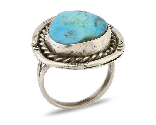 Navajo Handmade Ring 925 Silver Turquoise Native American Artist C.80's