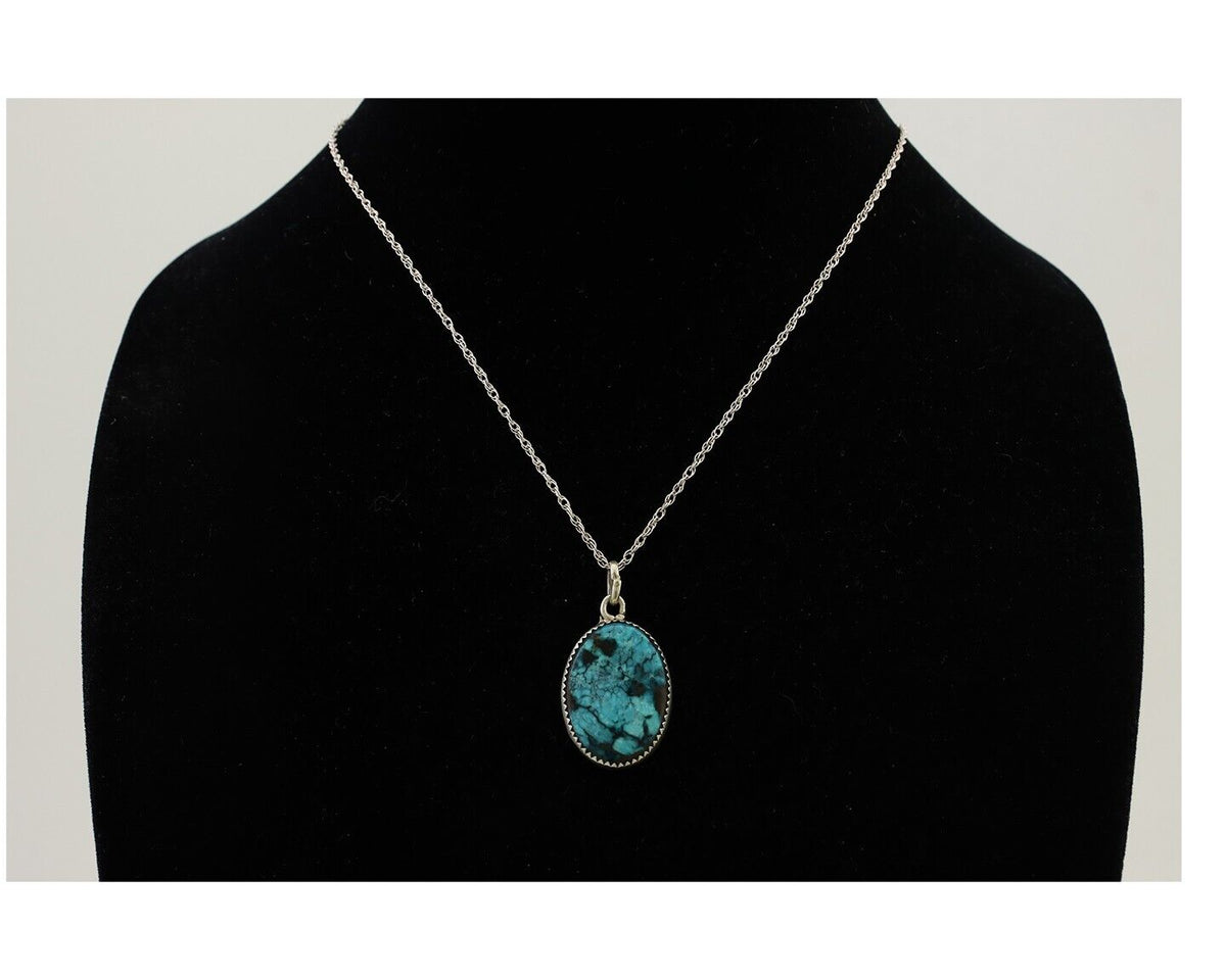 Navajo Turquoise Necklace 925 Silver Native American Artist C.80's