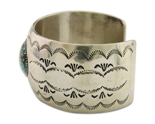 Navajo Bracelet 925 Silver Mine 8 Turquoise Cuff Native American Artist C.80's