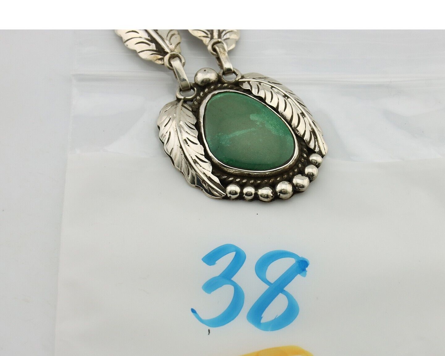Navajo Necklace 925 Silver Turquoise & Coral Artist Signed C Montoya C.2008