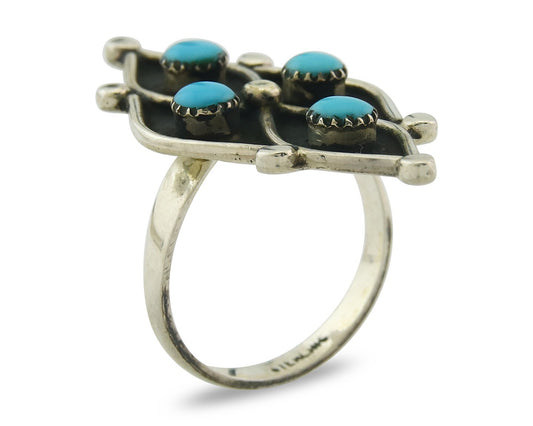 Vintage Zuni Ring 925 Sterling Authentic Natural Turquoise Native Artist Size 8