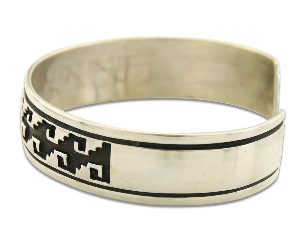 Navajo Bracelet 925 Silver Handmade Cuff Artist Signed Tom Billy C.80's