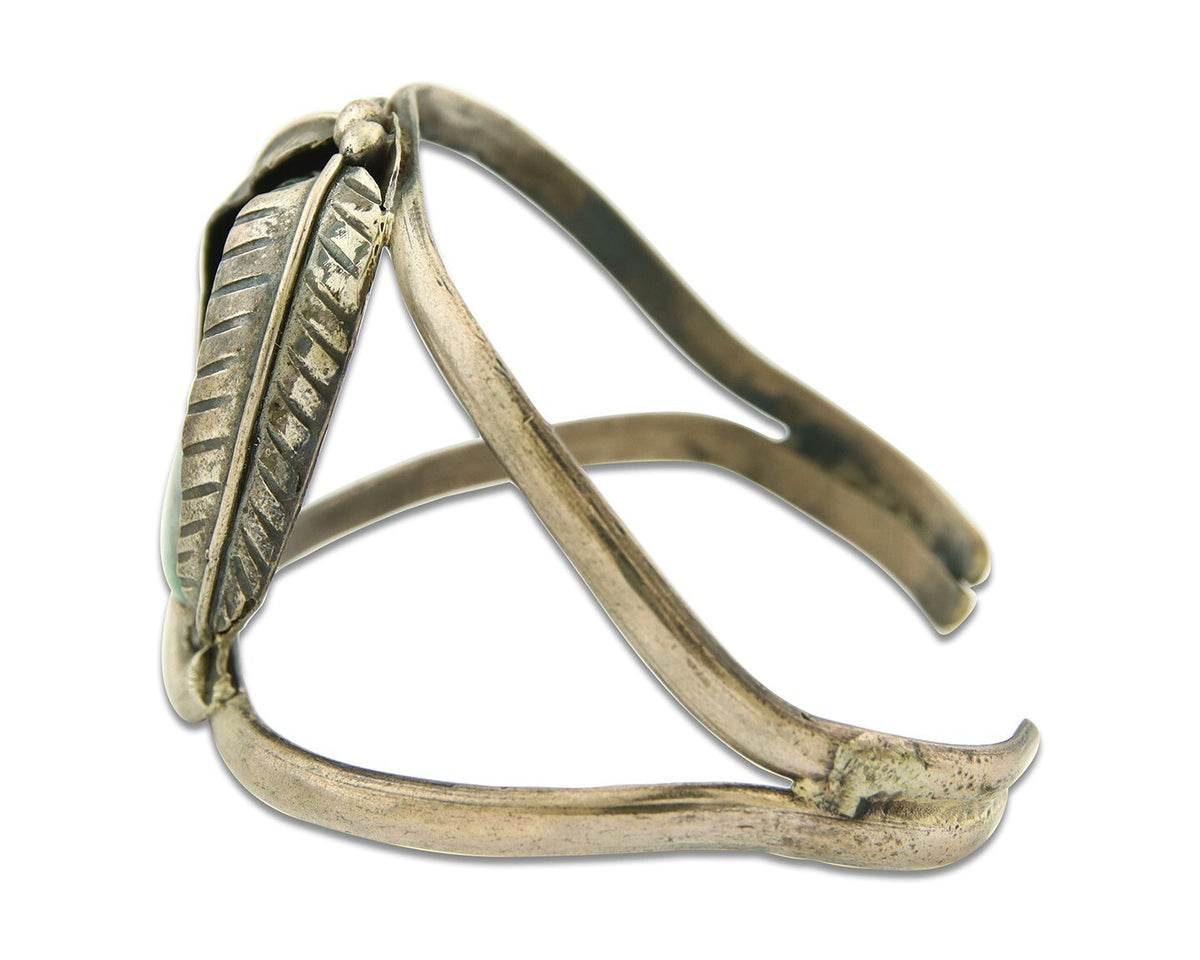 Vintage Navajo Bracelet 925 Silver Natural Blue Turquoise Native American Artist