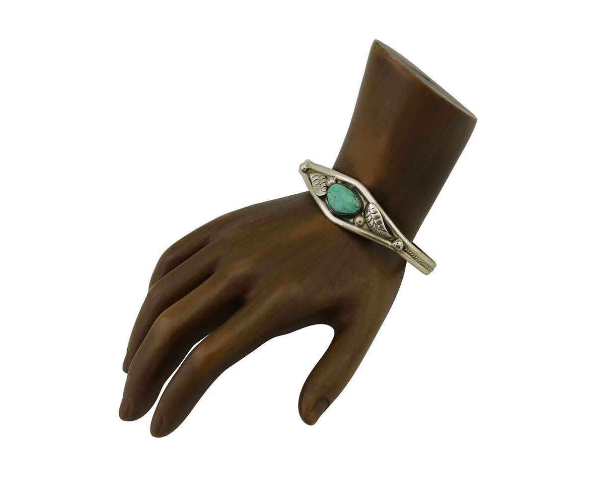 Navajo Bracelet 925 Silver Kingman Turquoise Native American Artist C.80's