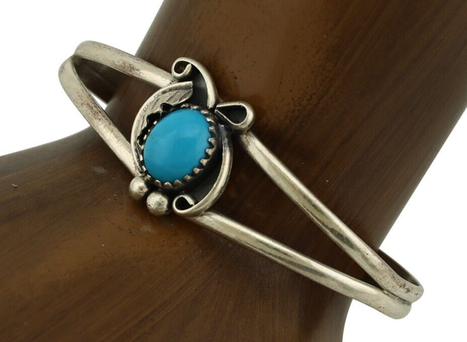 Navajo Slave Bracelet 925 Silver Natural SB Turquoise Native American C.80's