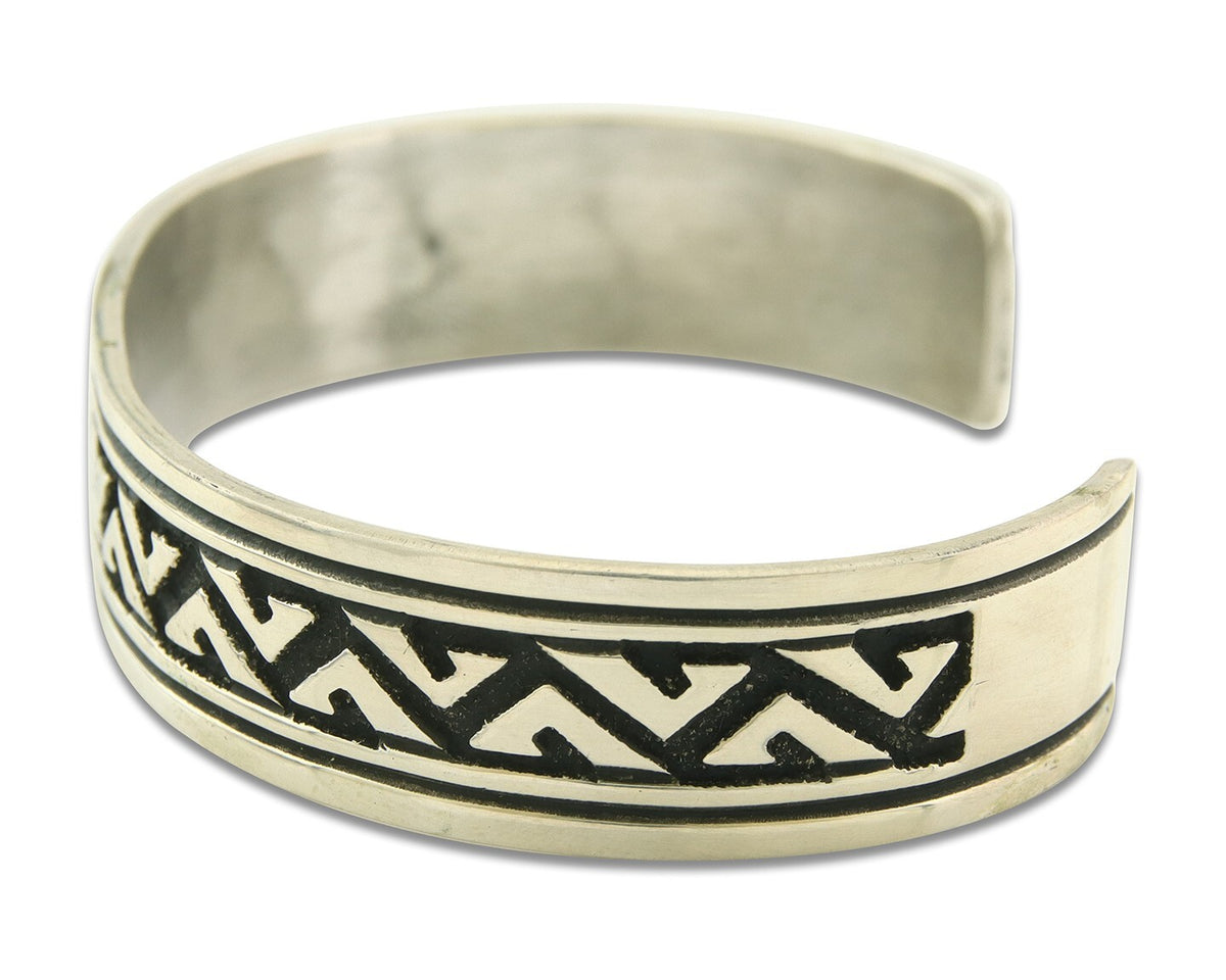 Navajo Bracelet 925 Silver Artist Signed Thomas Singer Cuff Made in the 1980's