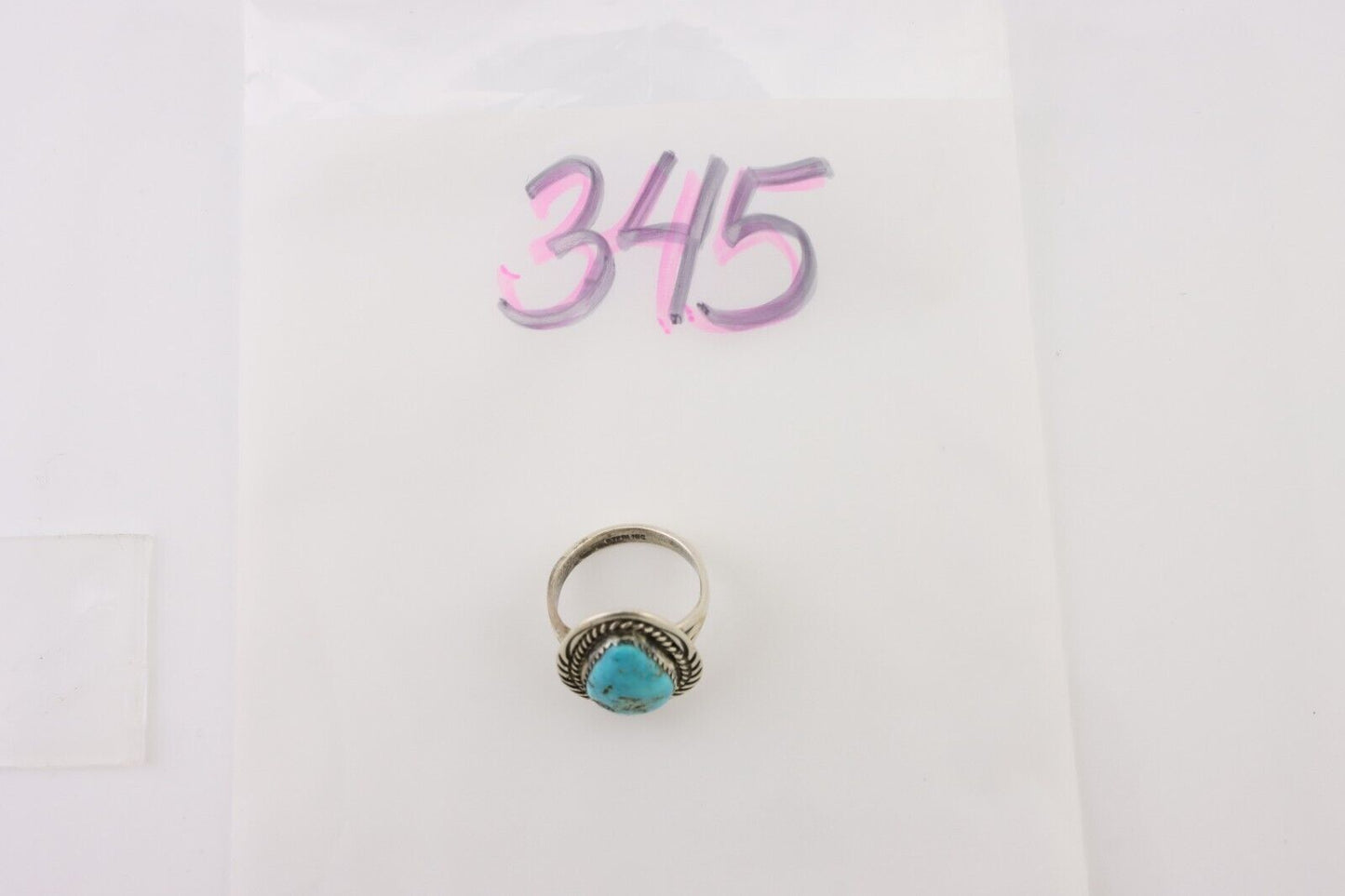 Navajo Handmade Ring 925 Silver Turquoise Native American Artist C.80's