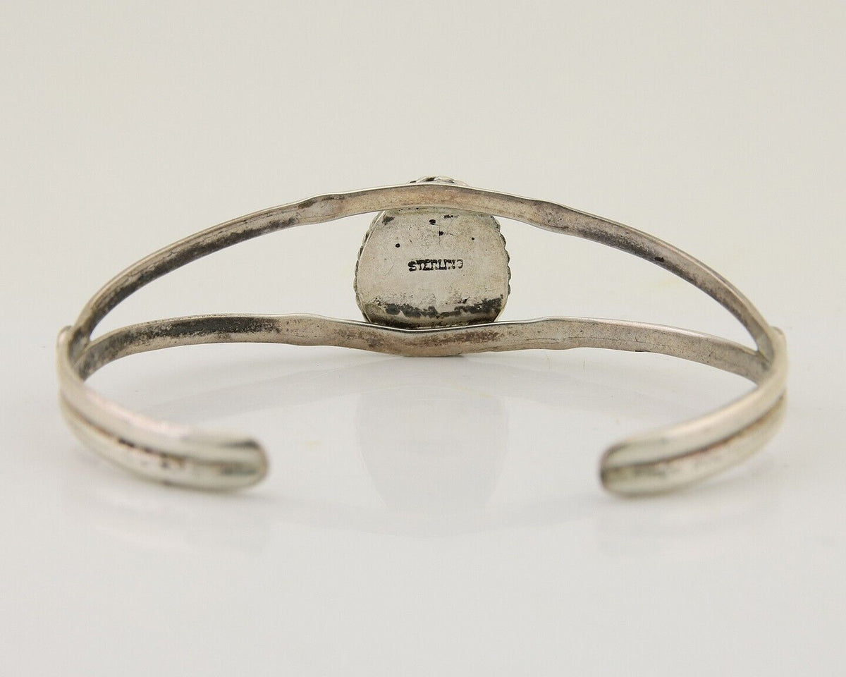 Navajo Hand Stamped Cuff Bracelet Turquoise 925 Silver Native American Artist