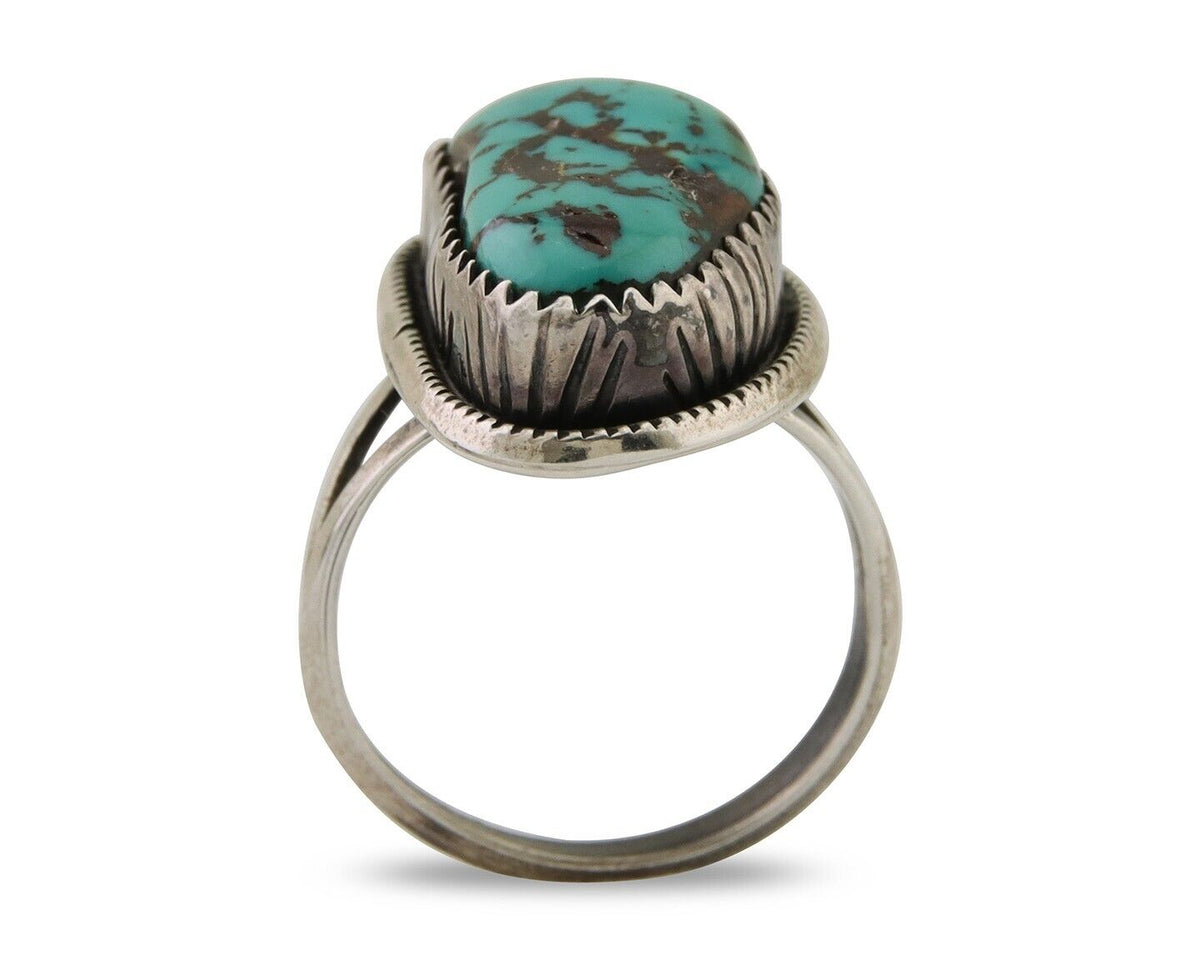 Navajo Ring 925 Silver Bisbee Turquoise Signed R Werito C.80's