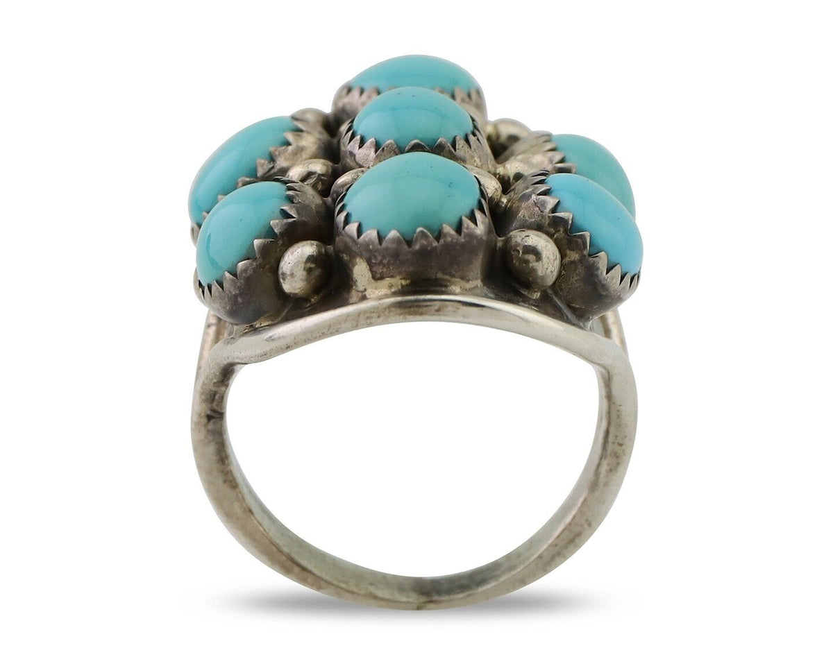 Navajo Handmade Ring 925 Silver Kingman Turquoise Native American C.80's