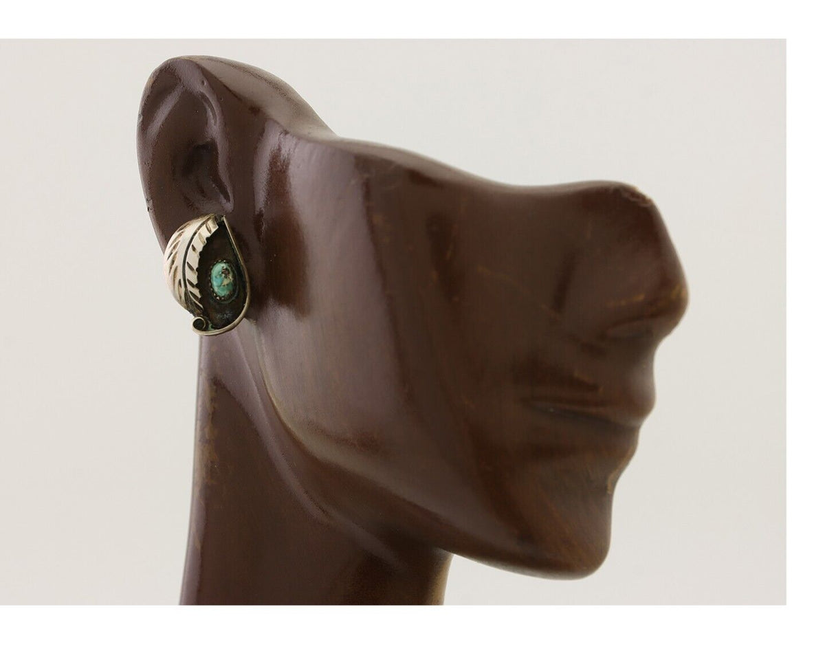 Navajo Earrings 925 Silver Natural Turquoise Native American Artist C.80's