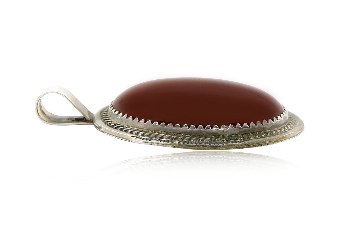 Lorren Begay Navajo Natural VTG Red Carnelian Agate .925 Silver Pendant