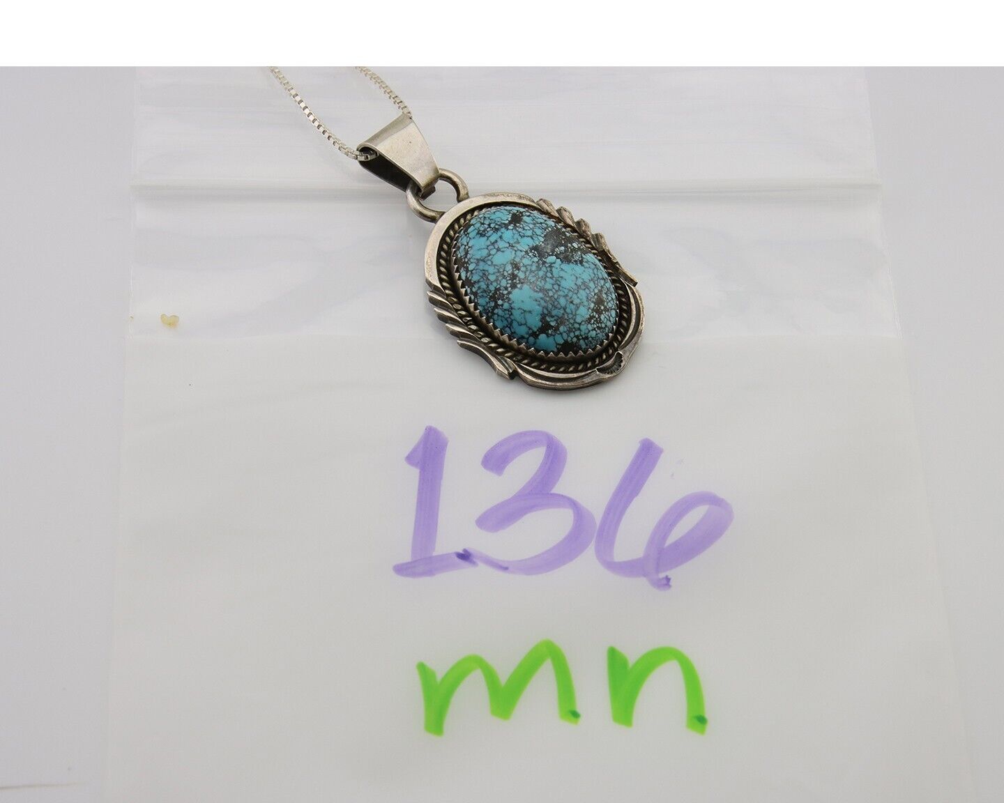 Navajo Necklace 925 Silver Natural Turquoise Artist Kee Montoya C.80's