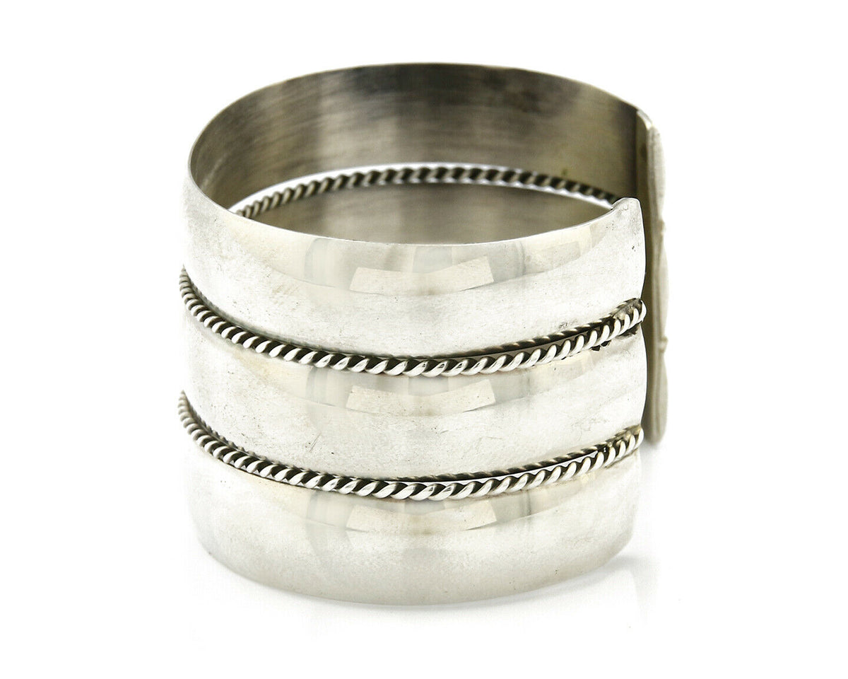 Navajo Handmade Bracelet .925 Silver TAHE 5 Row and Domed Cuff