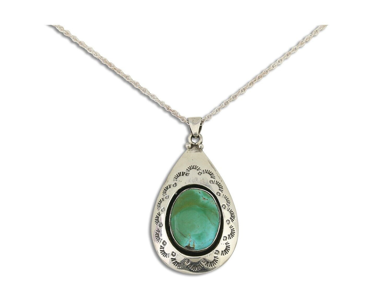 Navajo Royston Turquoise Necklace 925 Silver Artist Signed MC C.80's