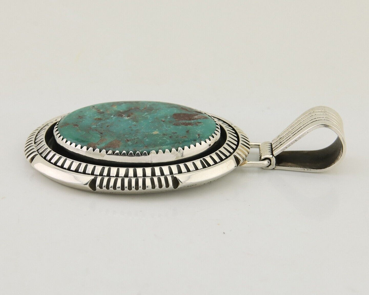 Navajo Pendant 925 Silver Natural Turquoise Artist Signed Lidia Begay C.80's