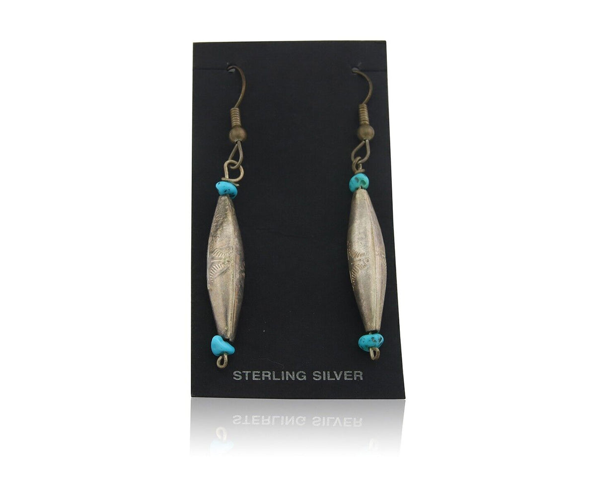 Navajo Earrings 925 Silver Natural Turquoise Native American Artist C.80's