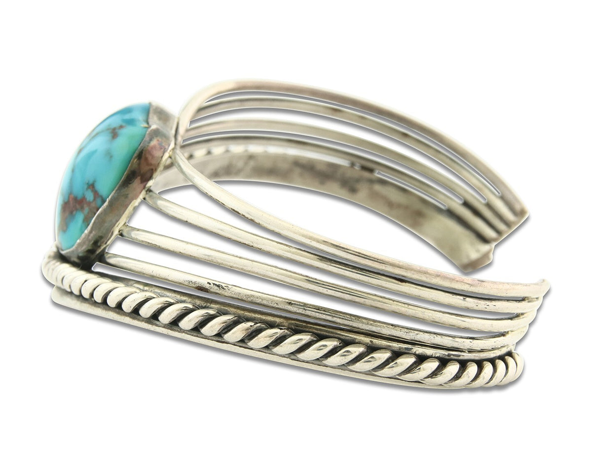 Vintage Navajo Bracelet 925 Silver Blue Nevada Turquoise Handmade