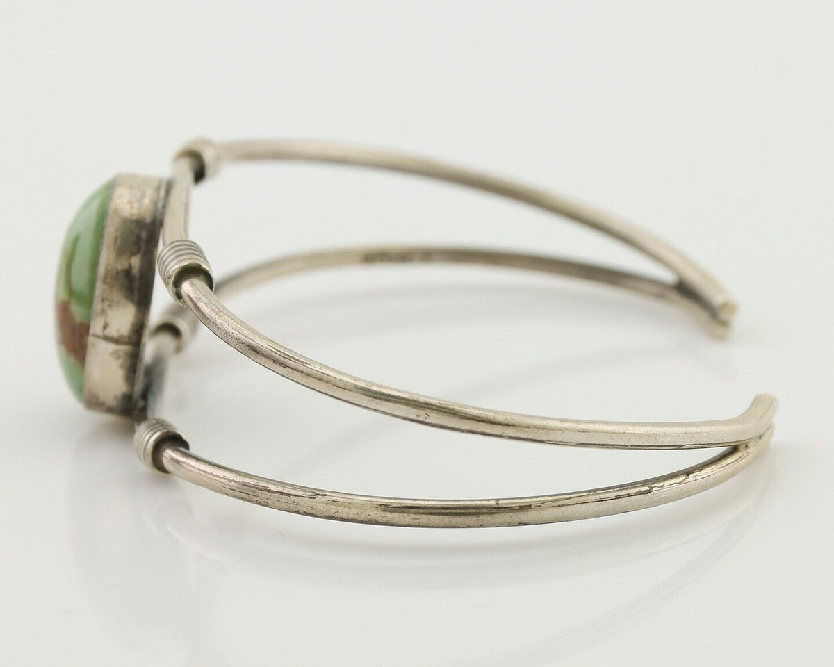 Navajo Bracelet 925 Silver Natural Green Turquoise Native American Artist C.80's