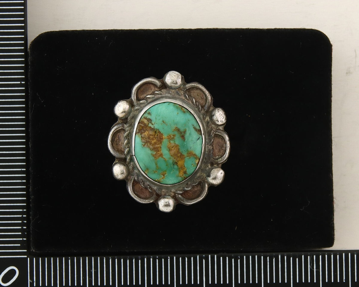 Navajo Ring 925 Sterling Natural Mined Turquoise Handmade C.80's Size 5.75
