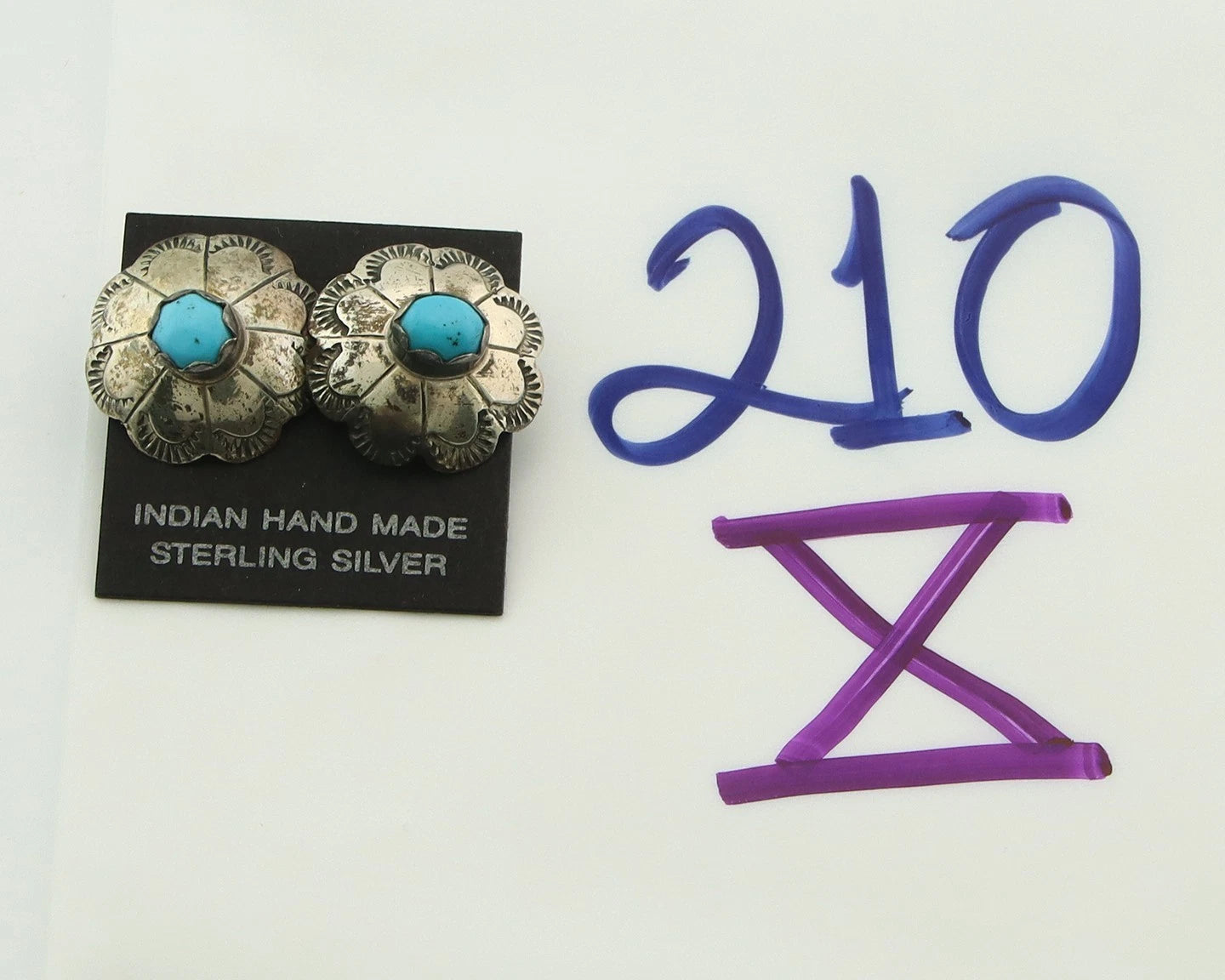 Navajo Concho Earrings Sterling Silver Handmande Vintage Hand Stamped Native Art