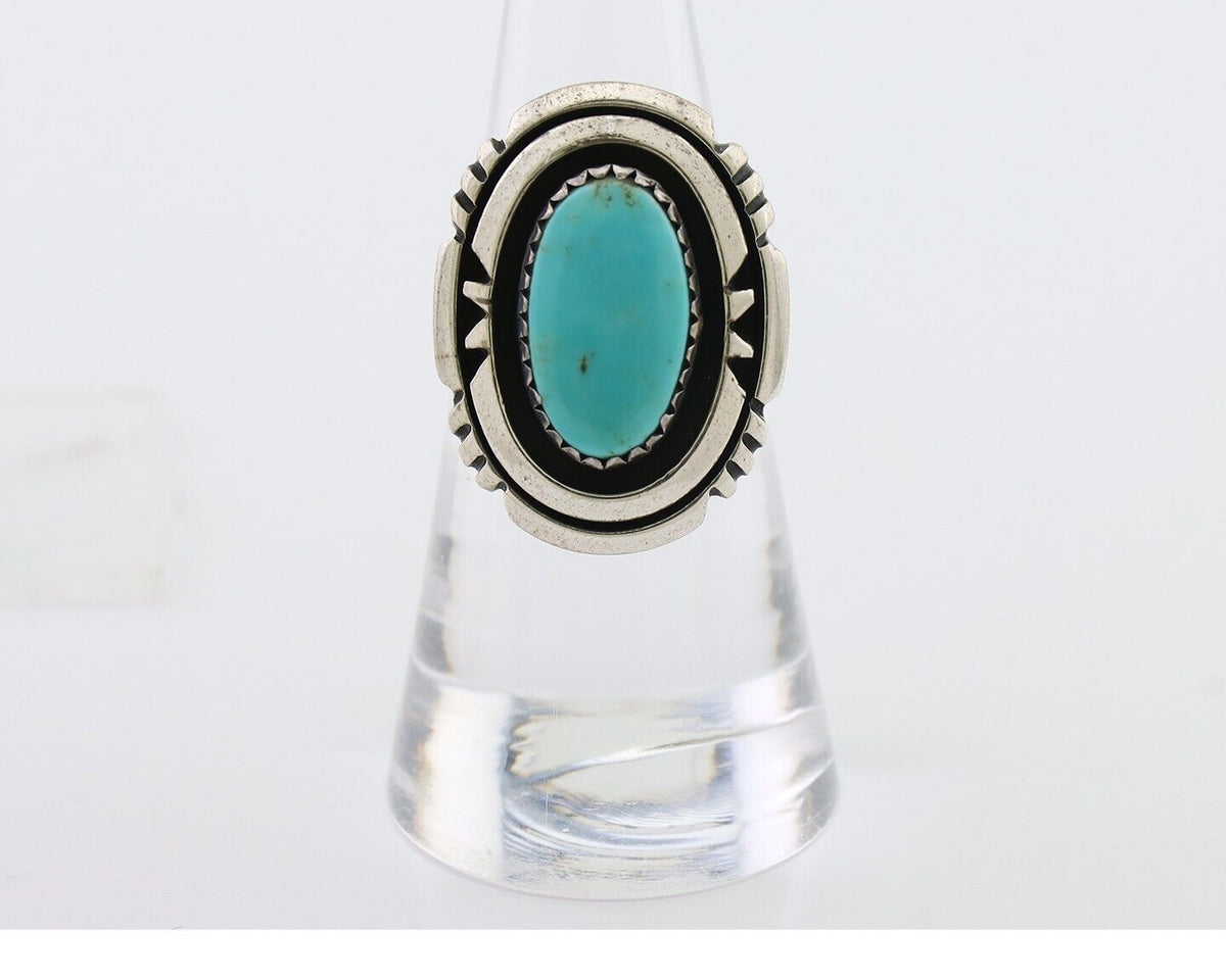 Navajo Ring 925 Silver Turquoise Signed William Denetdale Size 6.25 C.80's