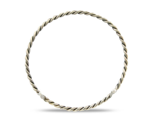 Navajo Bangle Bracelet 925 Silver Hand Stamped Twist Native American Artist C80s