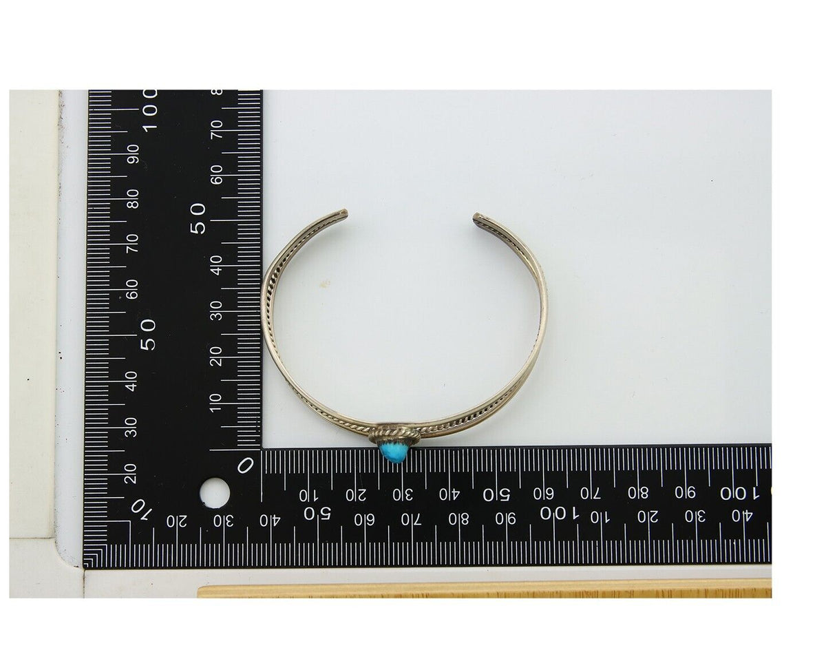 Navajo Cuff Bracelet 925 Silver Turquoise Cuff Artist Signed EG C.80's