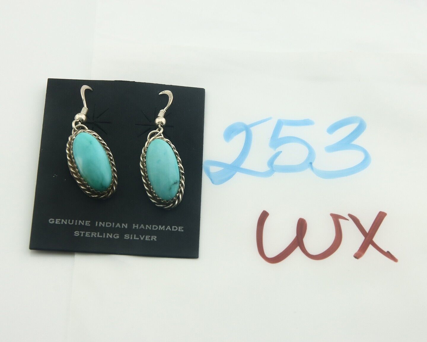 Navajo Earrings 925 Silver Natural Turquoise Artist Signed Davina Benally C.80's