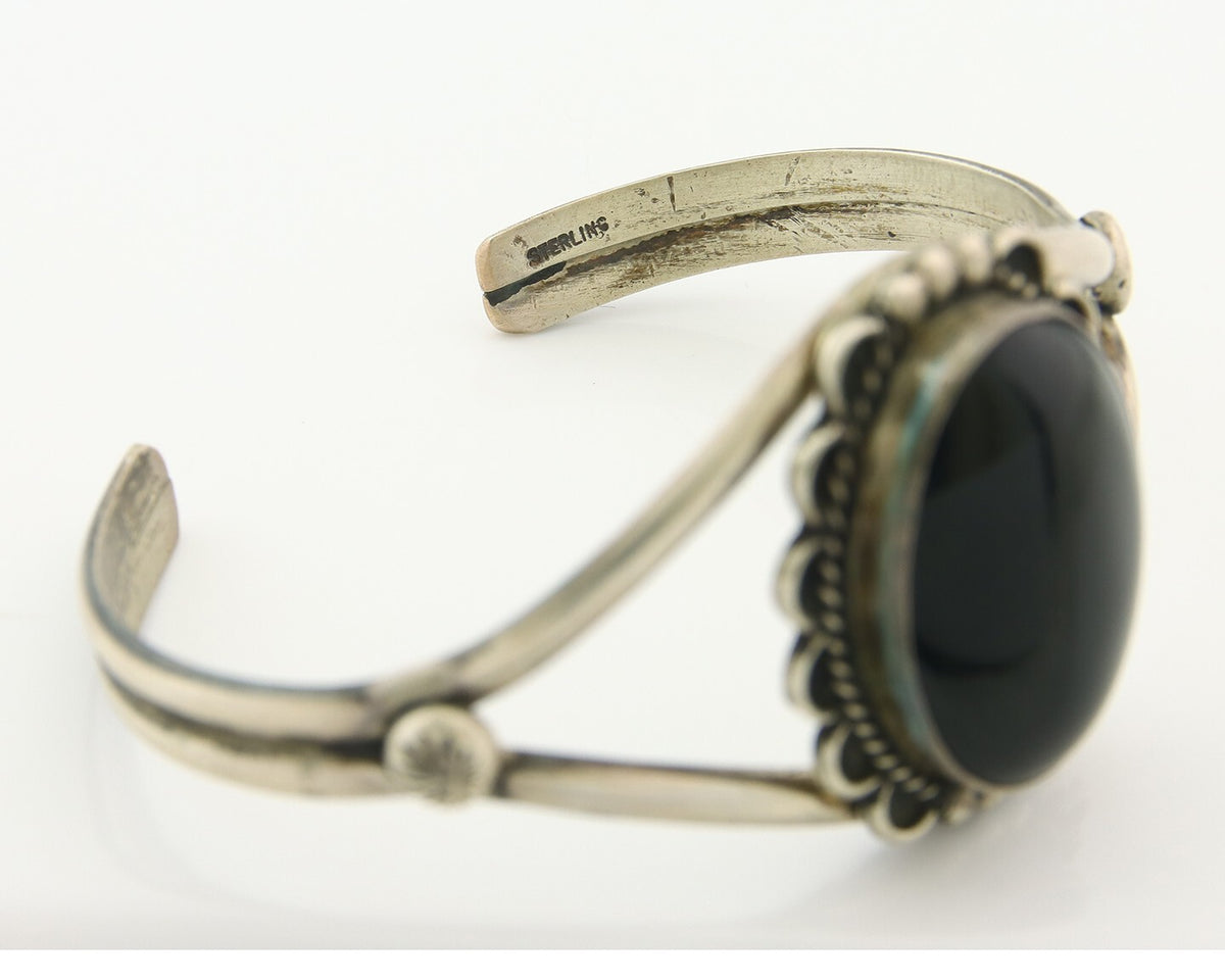 Vintage Navajo Bracelet 925 Silver Onyx Traditional Handmade Native American