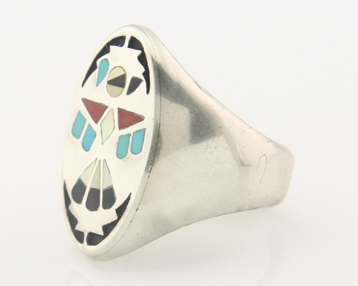 Vintage Zuni Ring Sterling Silver Authentic Gemstone Handmade Size 11.25
