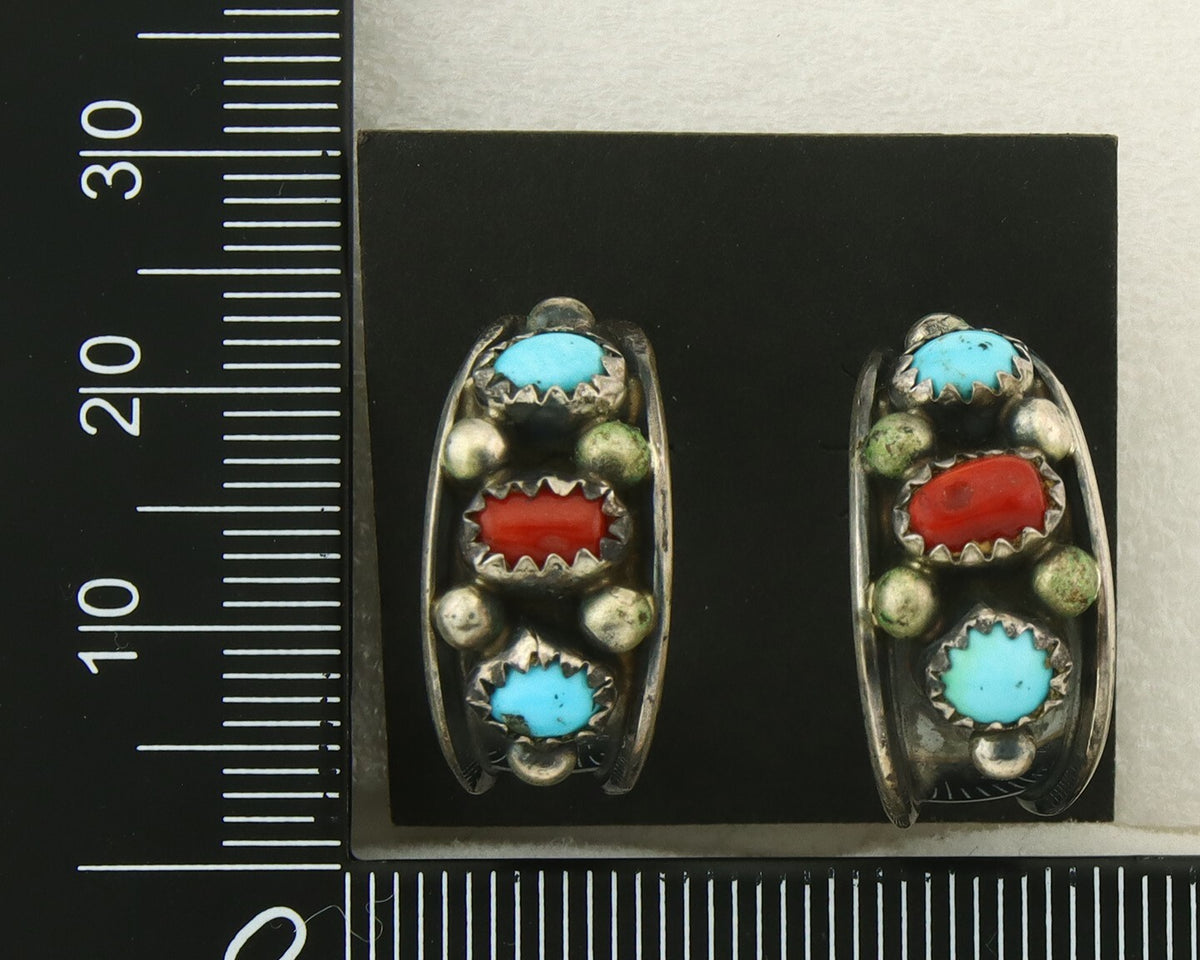 Navajo Earrings 925 Silver Natural Gemstone Native American Artist C.80's