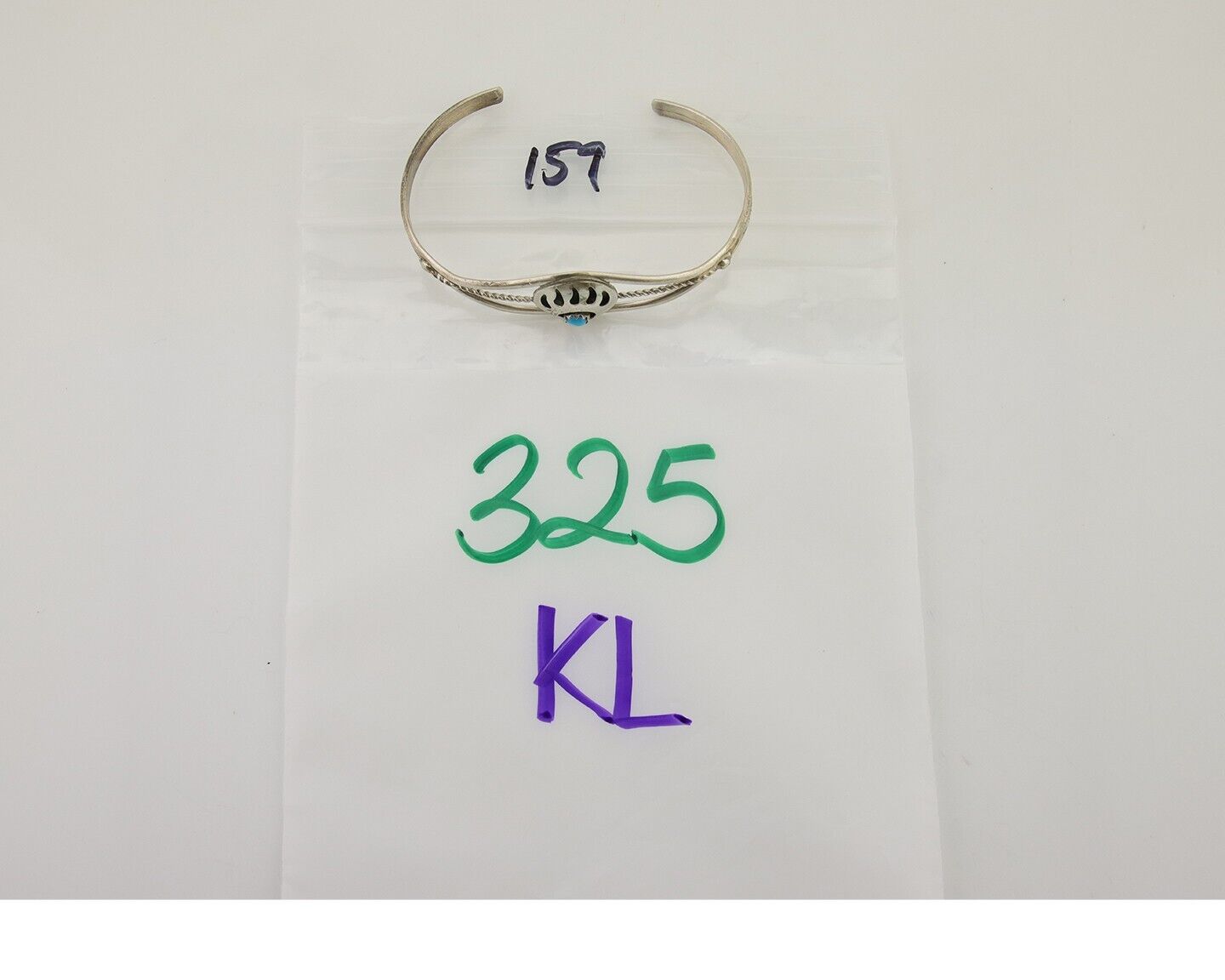 Navajo Paw Bracelet 925 Silver Blue Turquoise Native American Artist C.80's