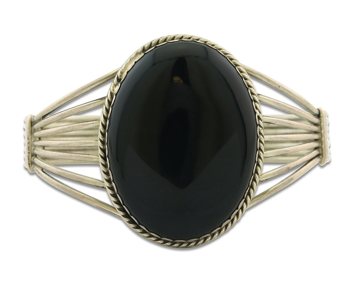 Vintage Navajo Bracelet 925 Silver Onyx Traditional Handmade Native American