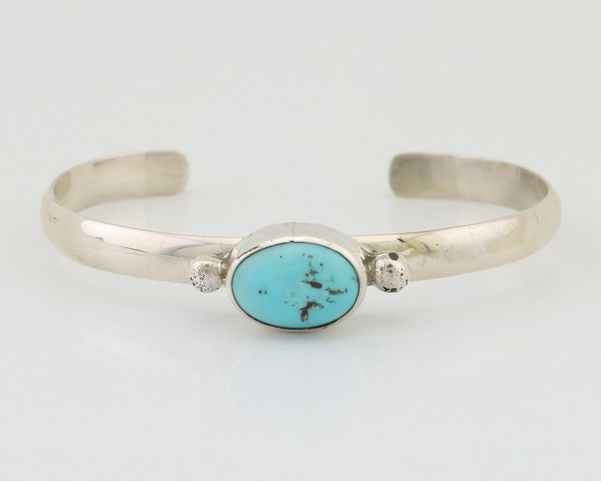 Navajo Cuff Bracelet 925 Silver Natural Blue Turquoise Native American C.80's