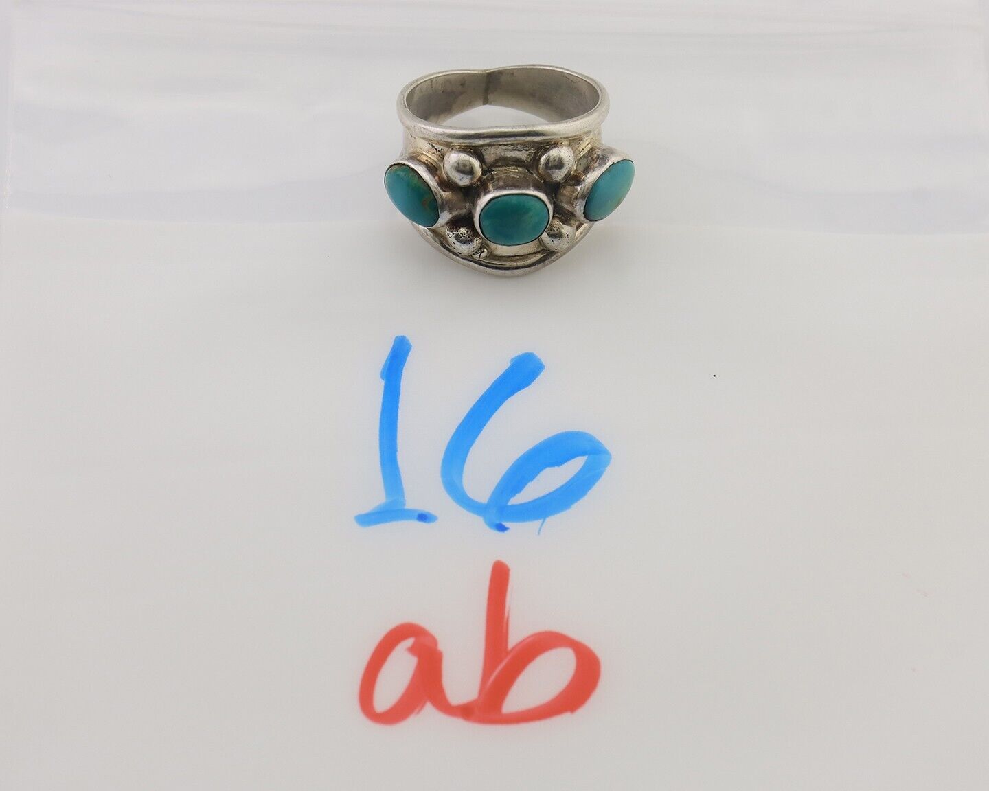 Navajo Ring 925 Silver Natural Blue Turquoise Native American Artist C.80's